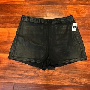 NWT! Black leather shorts.